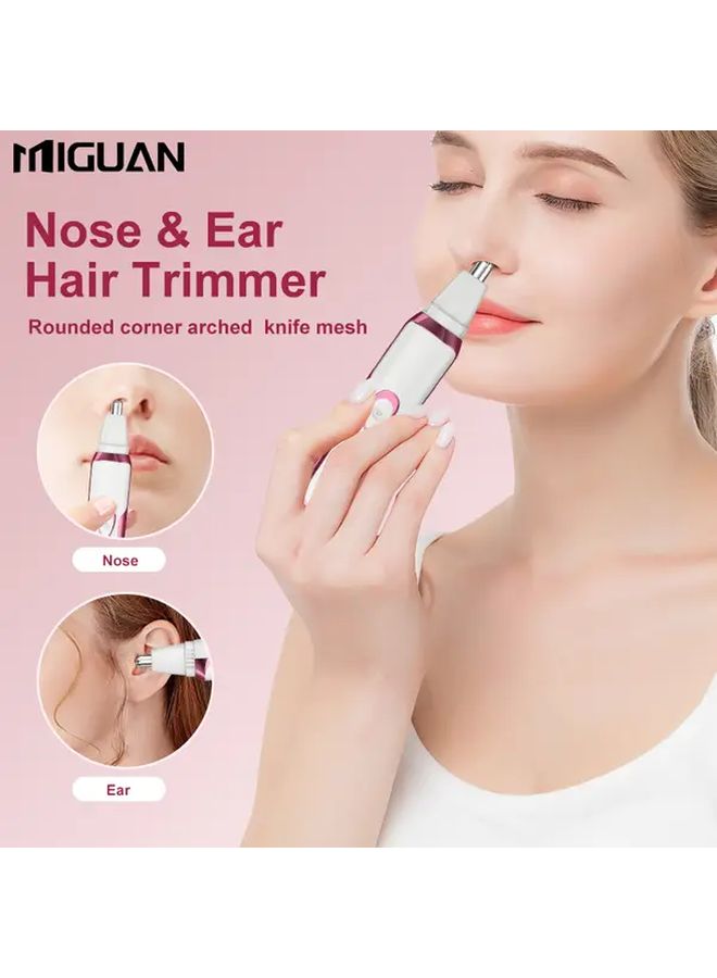 Pink 4 In 1 Women Trimmer Body Nose Eyebrow Razor USB Portable Gift - Image 3